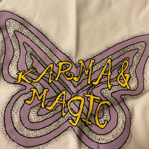 H&M Karma & Magic White Long Sleeve Crop Top Butterfly Small - Picture 7 of 7